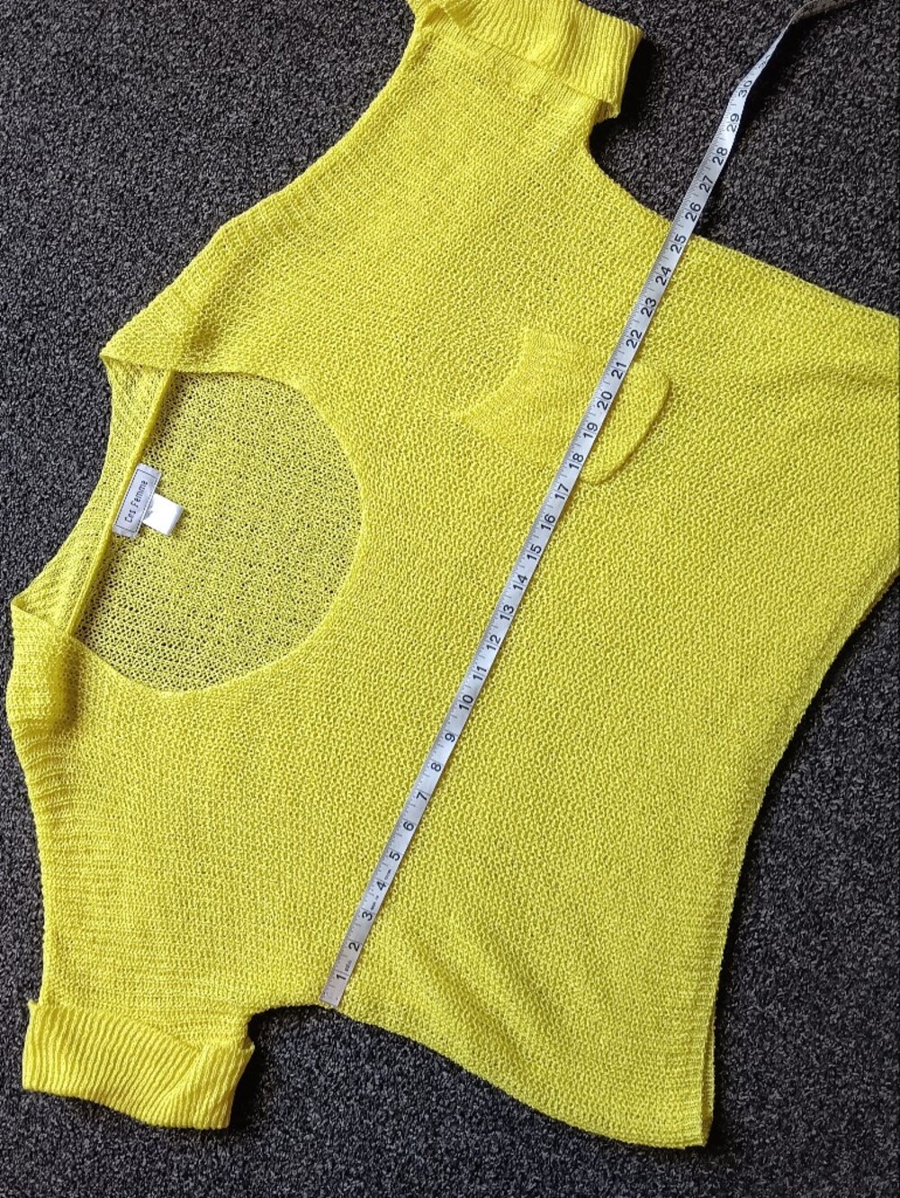 Slouchy Bright Yellow Knit Boatneck Women's Sweater, Ces Femme Size M / L - Picture 9 of 9